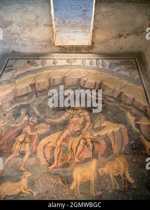 Sicile, Italie - septembre 2019 ; la Villa Romana del Casale est un somptueux palais romain situé près de la ville de Piazza Armerina en Sicile. Excavation Banque D'Images