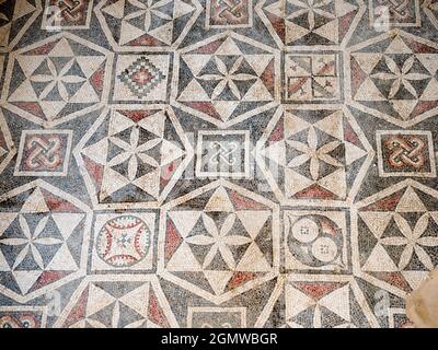 Sicile, Italie - septembre 2019 ; la Villa Romana del Casale est un somptueux palais romain situé près de la ville de Piazza Armerina en Sicile. Excavation Banque D'Images