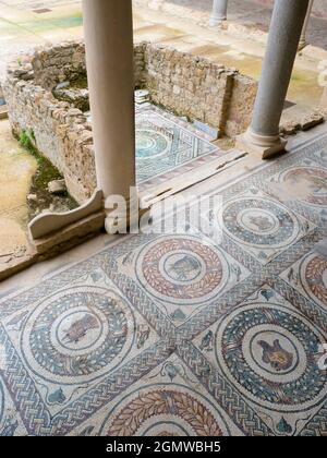 Sicile, Italie - septembre 2019 ; la Villa Romana del Casale est un somptueux palais romain situé près de la ville de Piazza Armerina en Sicile. Excavation Banque D'Images