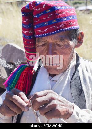 Lac Titicaca, Pérou - 18 mai 2018 Taquile est une île du côté péruvien du lac Titicaca, située à environ 45 km de la ville de Puno. C'est inhabi Banque D'Images