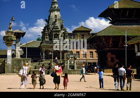 Patan, Népal - 12 octobre 1984 la ville historique de Patan est la troisième plus grande ville du Népal après Katmandou et Pokhara. Il est situé dans le centre-sud Banque D'Images