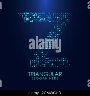Lettre triangulaire futuriste Z en demi-ton. Illustration de lettre isolée sur fond sombre. Illustration de Vecteur