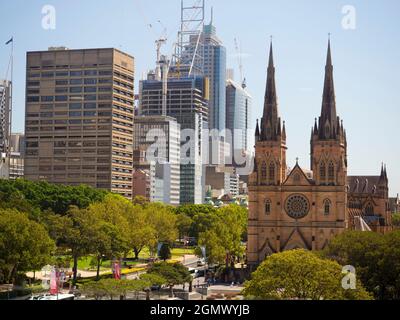 Sydney, Australie - 18 février 2019 malgré son grand intérieur de style gothique, la cathédrale catholique St Mary n'a été achevée qu'en 1933. Avant, Banque D'Images