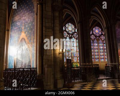 Paris, France - 19 septembre 2018 notre-Dame, la célèbre cathédrale catholique médiévale, est située dans l'ële de la Cit, dans le quatrième arrondissement de Banque D'Images