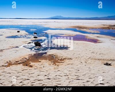 Salar de Uyuni, Bolivie - 23 mai 2018 les cuves de sel d'Uyuni de Bolivie sont l'une des grandes merveilles naturelles de la planète. Couvrant plus de 10,000 carrés Banque D'Images