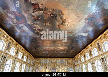 Pouchkine, Russie - 11 juin 2011. Le somptueux Palais Catherine est un palais rococo situé dans la ville de Tsarskoye Selo (Pouchkine), à 30 km au sud de Saint-PET Banque D'Images