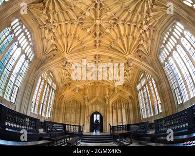 Oxford, Angleterre - 2017; à l'intérieur de l'école de divinité de la bibliothèque Bodleian de l'Université d'Oxford, Angleterre. Cette célèbre chambre médiévale est ornée d'un Banque D'Images