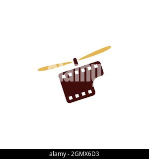 abstrait hélicoptère film logo icône concept plat vecteur conception graphique Illustration de Vecteur