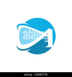 Lettre Un logo de casque abstrait icône concept plat vecteur graphique conception Illustration de Vecteur