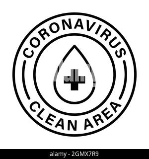 Icône de zone vierge du coronavirus vecteur symbole de zone libre du covid pour le design graphique, le logo, le site Web, les médias sociaux, l'application mobile, IU Illustration de Vecteur