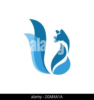 bleu écureuil abstrait logo icône plat concept vectoriel graphique design Illustration de Vecteur