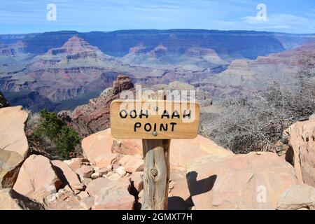 Paysage du parc national du Grand Canyon, Ooh aah point, vue magnifique sur le canyon. Banque D'Images