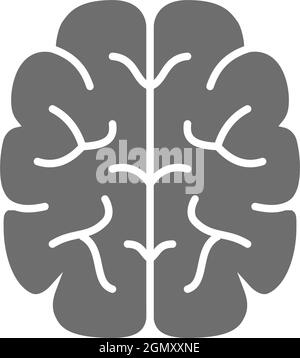 Cerveau, esprit, intelligence icône grise. Isolé sur fond blanc Illustration de Vecteur