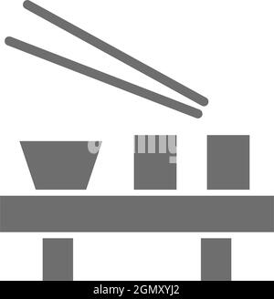 Icône grise de plats japonais. Isolé sur fond blanc Illustration de Vecteur