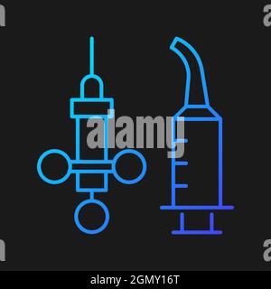Icône de vecteur gradient de seringue d'irrigation dentaire pour thème sombre Illustration de Vecteur