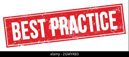Texte DE LA MEILLEURE PRATIQUE sur le signe rouge de timbre rectangle grungy. Banque D'Images
