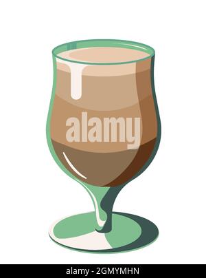 Café fraîchement préparé. Cappuccino, latte dans une tasse de verre Illustration de Vecteur