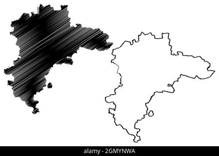 District de Botad (État du Gujarat, République de l'Inde) carte illustration vectorielle, scribble croquis carte de Botad Illustration de Vecteur