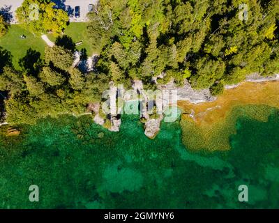 Photographie du parc du comté de Cave point, Sturgeon Bay, comté de Door, Wisconsin, États-Unis. Banque D'Images