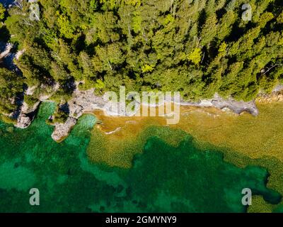 Photographie du parc du comté de Cave point, Sturgeon Bay, comté de Door, Wisconsin, États-Unis. Banque D'Images