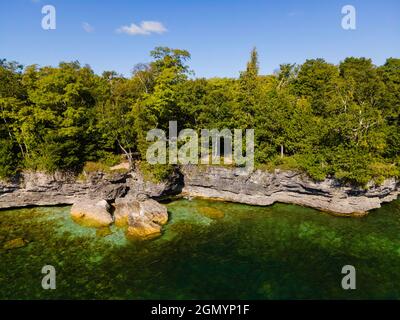 Photographie du parc du comté de Cave point, Sturgeon Bay, comté de Door, Wisconsin, États-Unis. Banque D'Images