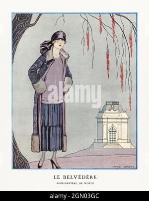 Le Belvédère (1924) illustration de la mode en haute résolution par George Barbier. Banque D'Images