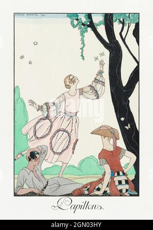 Papillons (1922) imprimé en haute résolution par George Barbier. Banque D'Images