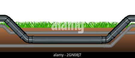 Pipeline à diverses fins. Image symbolique. Partie souterraine du système. Vecteur d'illustration isolé. Illustration de Vecteur