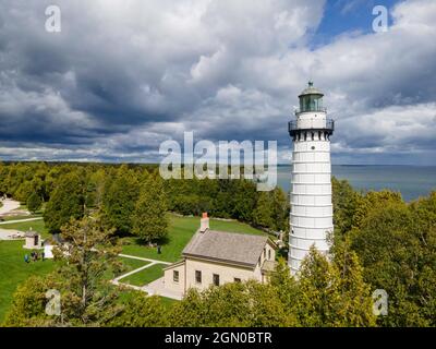 Photographie du phare de Cana Island, Parc du comté de Cana Island, comté de Door, Wisconsin, États-Unis. Banque D'Images