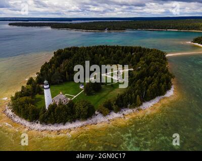 Photographie du phare de Cana Island, Parc du comté de Cana Island, comté de Door, Wisconsin, États-Unis. Banque D'Images