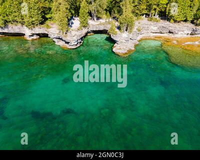 Photographie du parc du comté de Cave point, Sturgeon Bay, comté de Door, Wisconsin, États-Unis. Banque D'Images