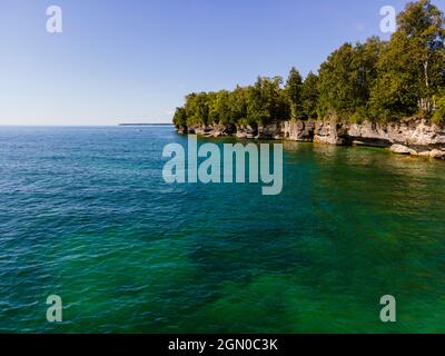 Photographie du parc du comté de Cave point, Sturgeon Bay, comté de Door, Wisconsin, États-Unis. Banque D'Images