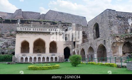 La mosquée de Taramati, fort de Golkonda, Hyderabad, Telangana, Inde Banque D'Images