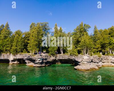 Photographie du parc du comté de Cave point, Sturgeon Bay, comté de Door, Wisconsin, États-Unis. Banque D'Images