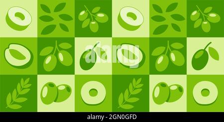 Vert Olive abstrait motif géométrique vectoriel sans couture pour la conception de l'emballage Illustration de Vecteur