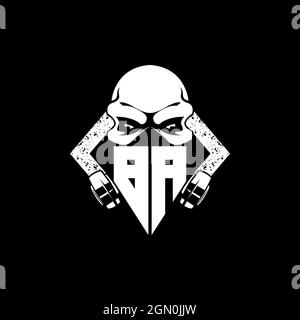 BA Monogramme eSport jeu avec le Skull Mask forme style Vector Illustration de Vecteur