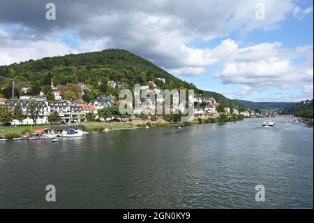 Villas sur les rives du Neckar à Heidelberg Banque D'Images