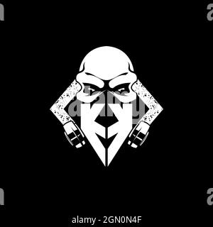 KK Monogram eSport Gaming avec Skull Mask Shape style Vector Illustration de Vecteur