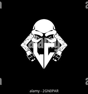 LC Monogram eSport Gaming avec Skull Mask Shape style Vector Illustration de Vecteur