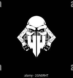 WW Monogram eSport Gaming avec Skull Mask Shape style Vector Illustration de Vecteur