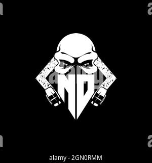 PAS de monogramme eSport Gaming avec Skull Mask Shape style Vector Illustration de Vecteur