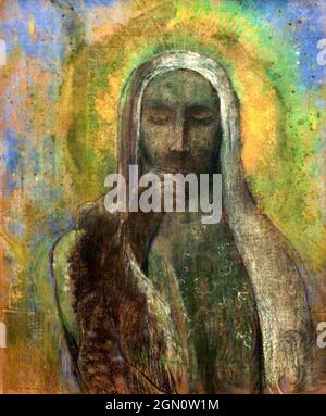Œuvre d'Odilon Redon - le Christ du Silence - le Christ du Silence - peinture pastel - 1890 - 1907 Banque D'Images