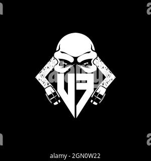 UF Monogram eSport jeu avec Skull Mask Shape style Vector Illustration de Vecteur