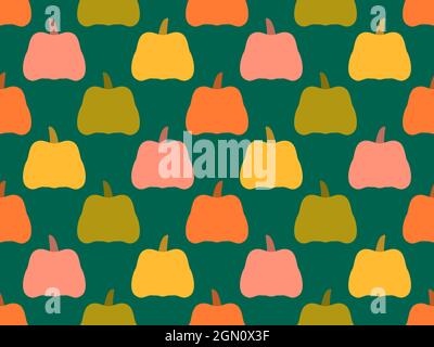 Motif citrouilles sans coutures. Arrière-plan d'automne avec citrouilles, design pour Halloween et Thanksgiving. Arrière-plan pour le papier d'emballage, les bannières, les affiches et Illustration de Vecteur