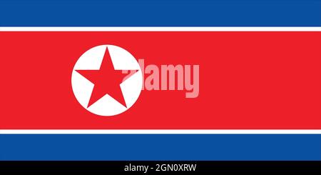 Drapeau national de la Corée du Nord taille et couleurs originales illustration vectorielle, Ramhongsaek Konghwagukgi ou drapeau de la République populaire démocratique de Illustration de Vecteur
