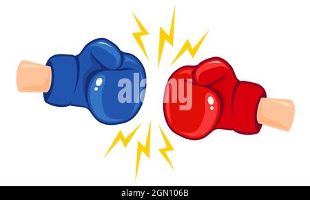 Logo Vector vintage pour une boxe avec des gants. Emblème vintage de deux gants de boxe. Illustration de Vecteur