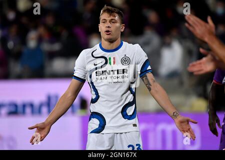 Florence, Italie. 21 septembre 2021. Nicolo Barella du FC Internazionale réagit lors de la série Un match de football 2021/2022 entre ACF Fiorentina et FC Internazionale au stade Artemio Franchi de Florence (Italie), le 21 septembre 2021. Photo Andrea Staccioli/Insidefoto crédit: Insidefoto srl/Alamy Live News Banque D'Images