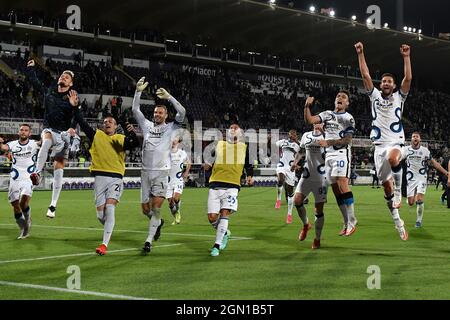 Florence, Italie. 21 septembre 2021. Les joueurs du FC Internazionale célèbrent à la fin de la série Un match de football 2021/2022 entre l'ACF Fiorentina et le FC Internazionale au stade Artemio Franchi de Florence (Italie), le 21 septembre 2021. Photo Andrea Staccioli/Insidefoto crédit: Insidefoto srl/Alamy Live News Banque D'Images