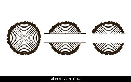 Anneaux d'arbre anneaux d'arbre annuels . Tronc d'arbre découpé en scie anneaux de croissance d'arbre. Illustration de Vecteur