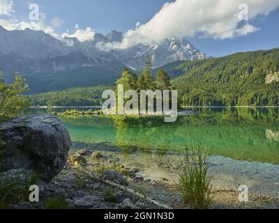 Eibsee, Zugspitze, Bavière, Allemagne Banque D'Images